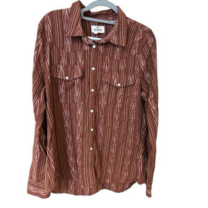 Shyanne NEW Western Button Front Striped Shirt Size XL Statement Snaps W…